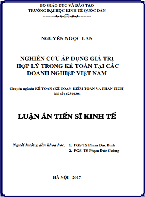 Luận án tiến sĩ Nghiên cứu áp dụng giá trị hợp lý trong kế toán tại các doanh nghiệp Việt Nam