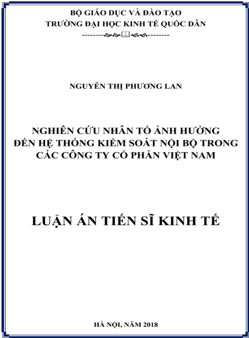 Luận án tiến sĩ Nghiên cứu nhân tố ảnh hưởng đến hệ thống kiểm soát nội bộ trong các công ty cổ phần Việt Nam