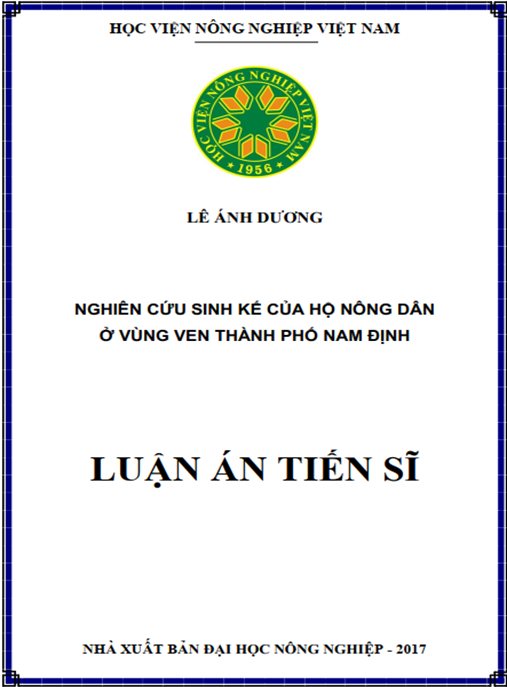 Luận án tiến sĩ Nghiên cứu sinh kế của các hộ nông dân ở vùng ven thành phố Nam Định