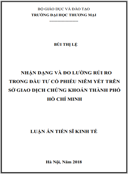 Luận án tiến sĩ Nhận dạng và đo lường rủi ro trong đầu tư cổ phiếu niêm yết trên Sở Giao dịch Chứng khoán Thành phố Hồ Chí Minh
