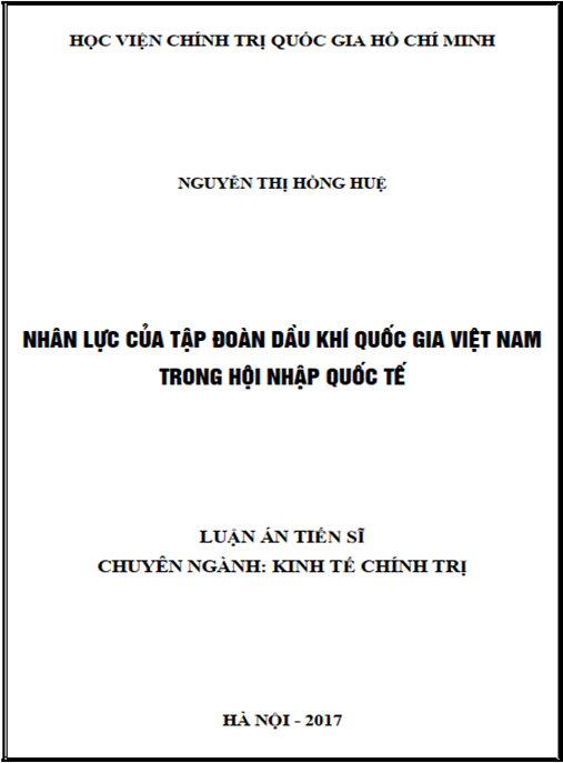 Luận án tiến sĩ Nhân lực tập đoàn dầu khí quốc gia Việt Nam trong hội nhập quốc tế
