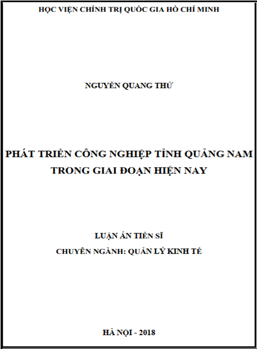 Luận án tiến sĩ Phát triển công nghiệp tỉnh Quảng Nam trong giai đoạn hiện nay