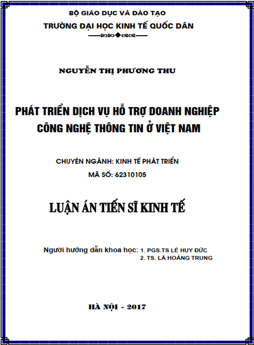 Luận án tiến sĩ Phát triển dịch vụ hỗ trợ doanh nghiệp công nghệ thông tin ở Việt Nam