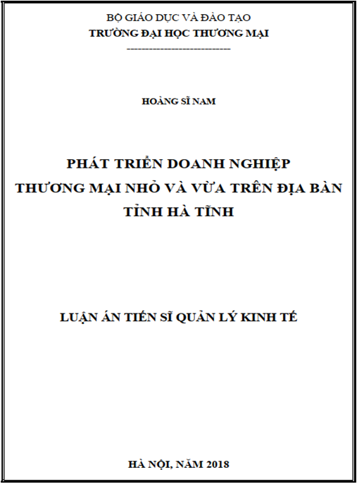 Luận án tiến sĩ Phát triển doanh nghiệp thương mại nhỏ và vừa trên địa bàn tỉnh Hà Tĩnh