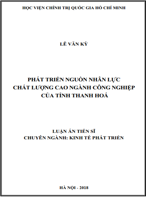 Luận án tiến sĩ Phát triển nguồn nhân lực chất lượng cao ngành công nghiệp của tỉnh Thanh Hóa