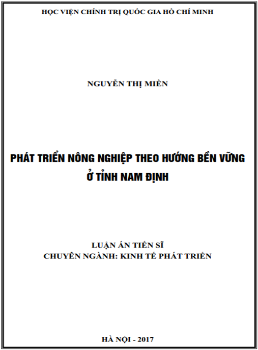 Luận án tiến sĩ Phát triển nông nghiệp theo hướng bền vững ở tỉnh Nam Định