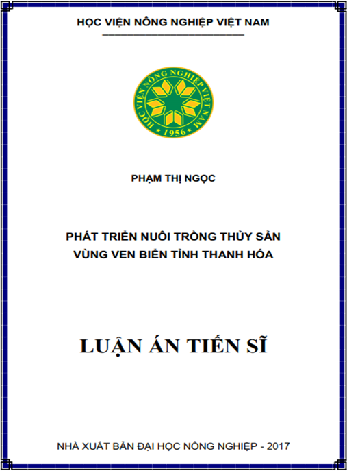 Luận án tiến sĩ Phát triển nuôi trồng thủy sản vùng ven biển tỉnh Thanh Hóa