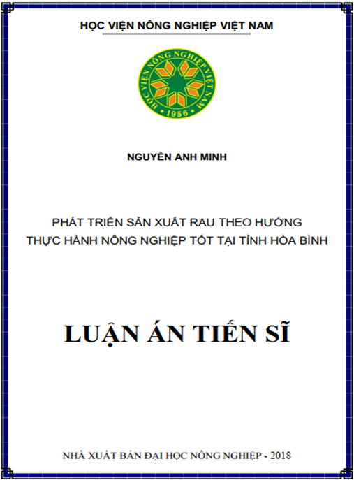 Luận án tiến sĩ Phát triển sản xuất rau theo hướng thực hành nông nghiệp tốt tại tỉnh Hòa Bình