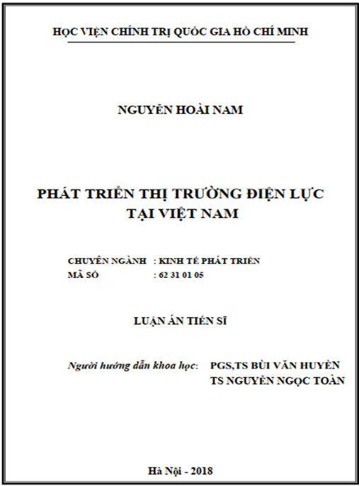 Luận án tiến sĩ Phát triển thị trường điện lực tại Việt Nam
