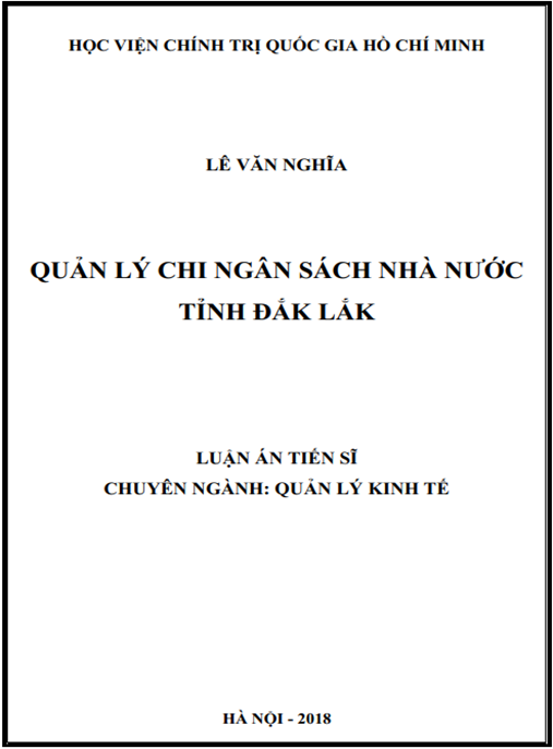 Luận án tiến sĩ Quản lý chi ngân sách nhà nước tỉnh Dak Lak