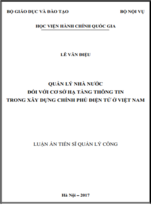 Luận án tiến sĩ Quản lý nhà nước đối với cơ sở hạ tầng thông tin trong xây dựng Chính phủ điện tử ở Việt Nam