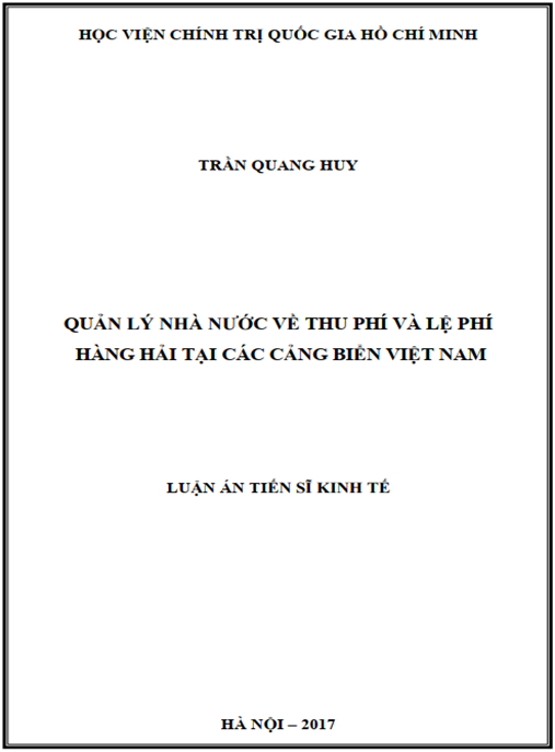 Luận án tiến sĩ Quản lý nhà nước về thu phí và lệ phí hàng hải tại các cảng biển Việt Nam