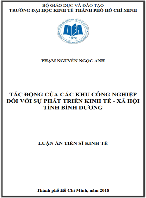 Luận án tiến sĩ Tác động của các khu công nghiệp đối với sự phát triển kinh tế – xã hội tỉnh Bình Dương