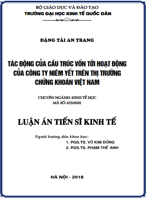 Luận án tiến sĩ Tác động của cấu trúc vốn tới hoạt động của công ty niêm yết trên thị trường chứng khoán Việt Nam