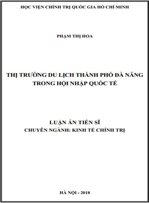 Luận án tiến sĩ Thị trường du lịch thành phố Đà Nẵng trong hội nhập quốc tế