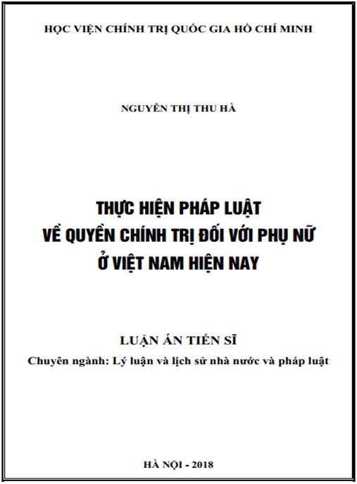 Luận án tiến sĩ Thực hiện pháp luật về quyền chính trị đối với phụ nữ ở Việt Nam hiện nay