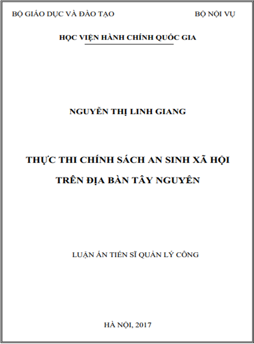 Luận án tiến sĩ Thực thi chính sách an sinh xã hội trên địa bàn Tây Nguyên