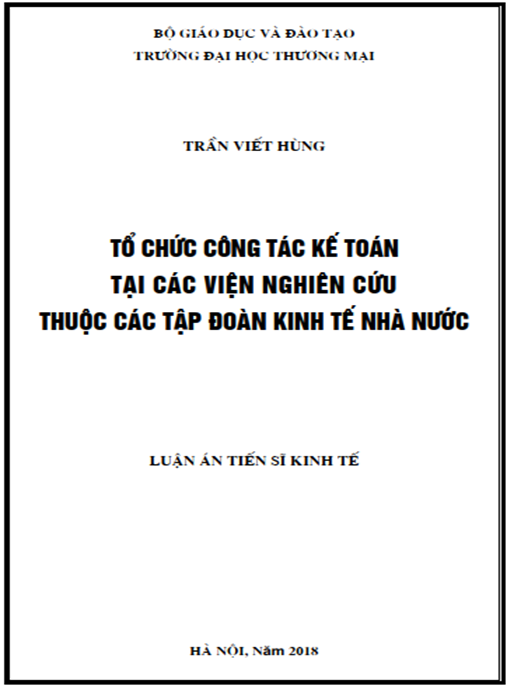 Luận án tiến sĩ Tổ chức công tác kế toán tại các Viện Nghiên cứu thuộc các Tập đoàn kinh tế nhà nước