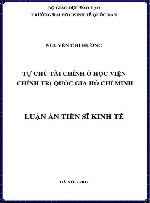 Luận án tiến sĩ Tự chủ tài chính ở Học viện Chính trị Quốc gia Hồ Chí Minh