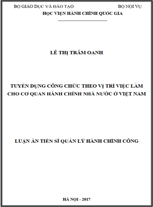 Luận án tiến sĩ Tuyển dụng công chức theo vị trí việc làm cho cơ quan hành chính nhà nước ở Việt Nam