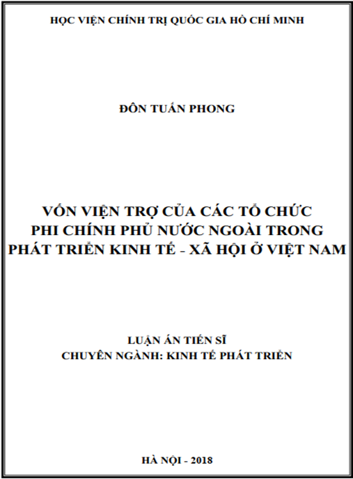 Luận án tiến sĩ Vốn viện trợ của các tổ chức phi chính phủ nước ngoài trong phát triển kinh tế – xã hội ở Việt Nam