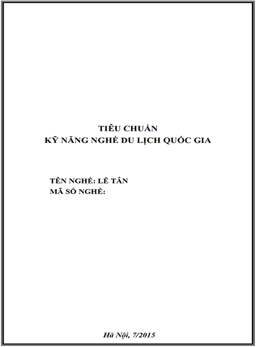 Tài liệu Tiêu chuẩn kỹ năng nghề du lịch quốc gia