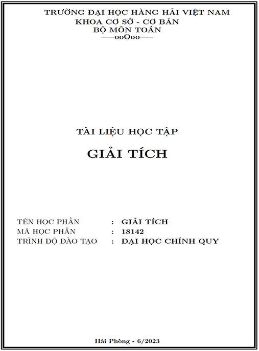 Tài liệu học tập Giải tích