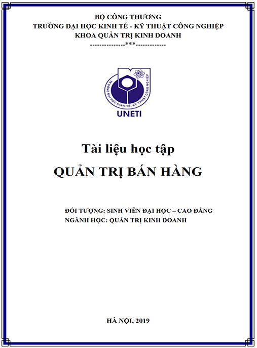 Tài liệu học tập Quản trị bán hàng