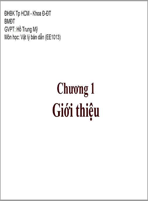 Bài giảng Vật lý bán dẫn
