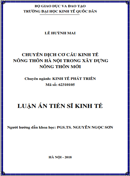 Luận án tiến sĩ Chuyển dịch cơ cấu kinh tế nông thôn Hà Nội trong xây dựng nông thôn mới