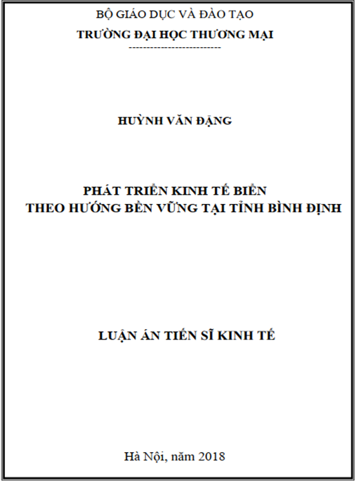 Luận án tiến sĩ Phát triển kinh tế biển theo hướng bền vững tại tỉnh Bình Định