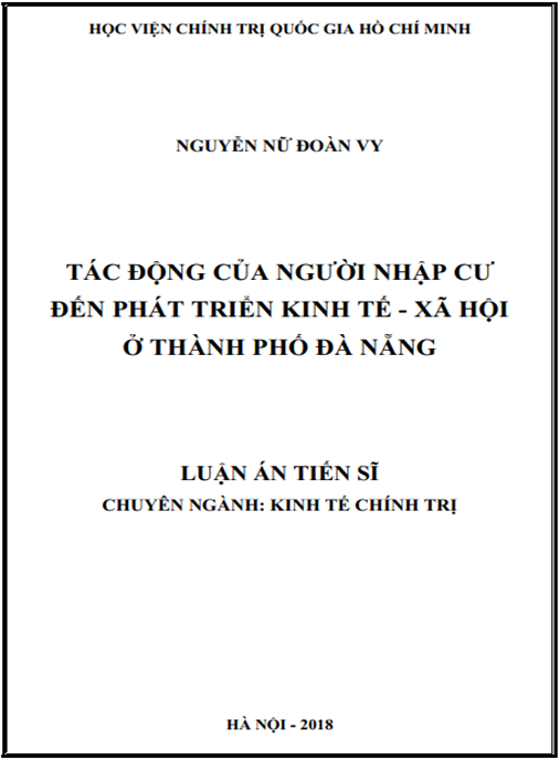 Luận án tiến sĩ Tác động của người nhập cư đến phát triển kinh tế – xã hội ở thành phố Đà Nẵng