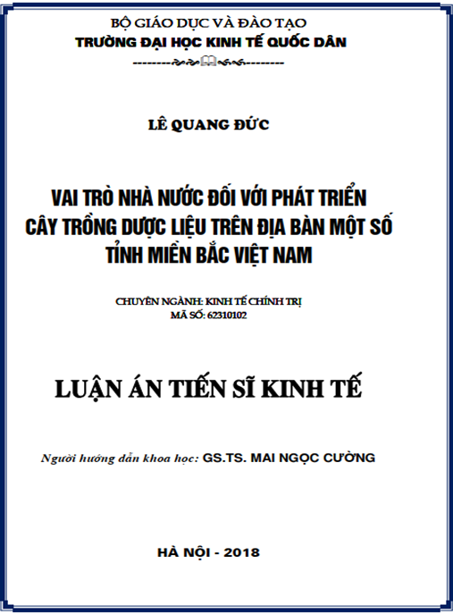 Luận án tiến sĩ Vai trò nhà nước đối với phát triển cây trồng dược liệu trên địa bàn một số tỉnh miền Bắc Việt Nam
