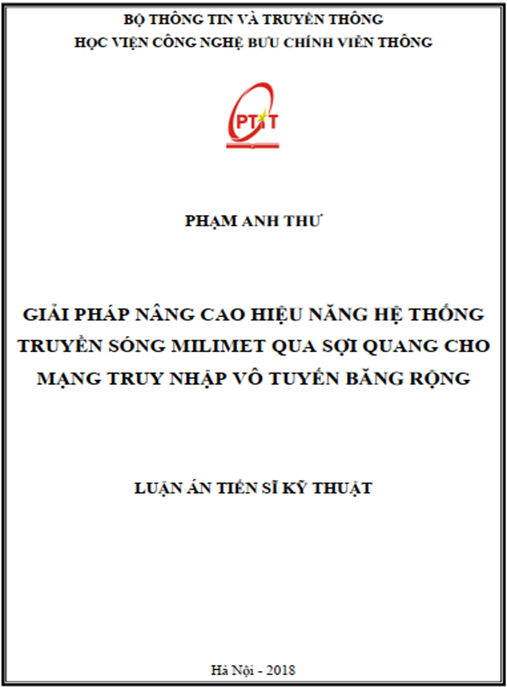 Luận án tiến sĩ Giải pháp nâng cao hiệu năng hệ thống truyền sóng milimet qua sợi quang cho mạng truy nhập vô tuyến băng rộng