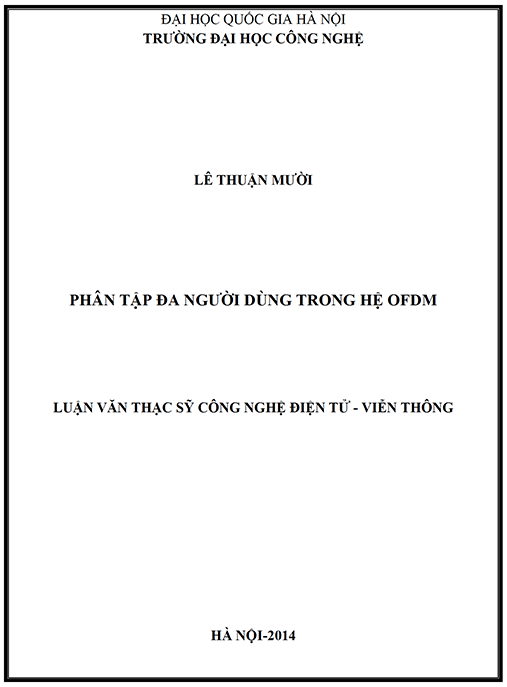 Luận văn Thạc sĩ Công nghệ điện tử – Viễn thông – Phân tập đa người dùng trong hệ OFDM