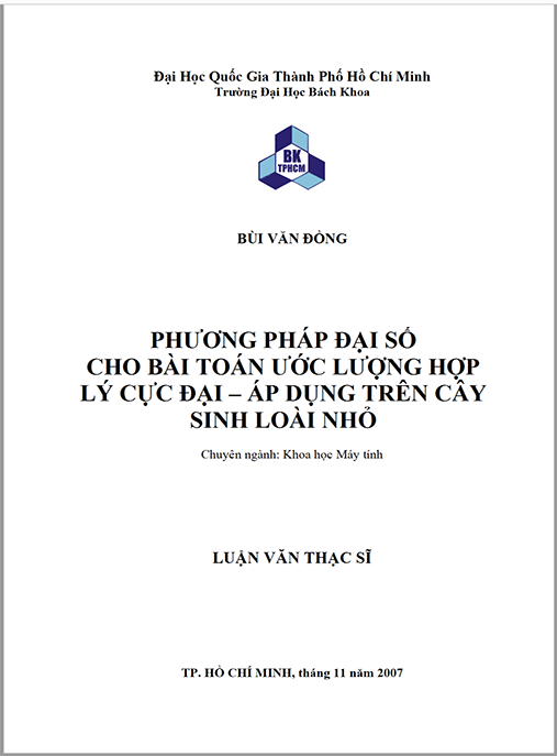 Luận văn Thạc sĩ Khoa học máy tính – Phương pháp đại số cho bài toán ước lượng hợp lý cực đại – Áp dụng trên cây sinh loài nhỏ