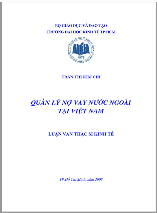 Luận văn Thạc sĩ Kinh tế – Quản lý nợ vay nước ngoài tại Việt Nam