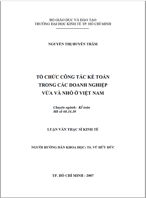 Luận văn Thạc sĩ Kinh tế – Tổ chức công tác kế toán trong các doanh nghiệp vừa và nhỏ ở Việt Nam
