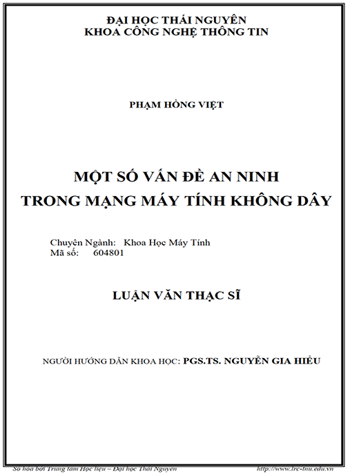 Luận văn Thạc sĩ – Một số vấn đề an ninh trong mạng máy tính không dây