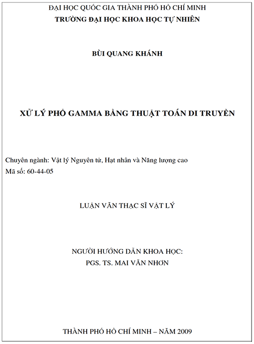 Luận văn Thạc sĩ Vật lý – Xử lý phổ gamma bằng thuật toán di truyền