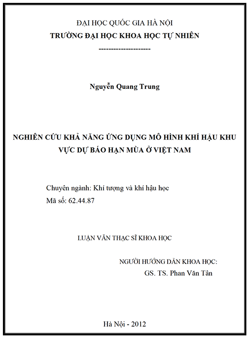 Luận văn thạc sĩ – Nghiên cứu khả năng ứng dụng mô hình khí hậu khu vực dự báo hạn mùa ở Việt Nam