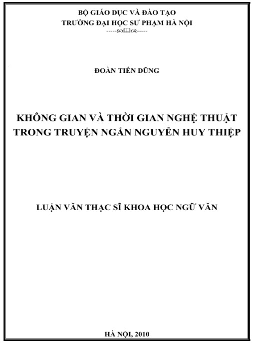 Luận văn thạc sĩ khoa học Ngữ Văn: Không gian và thời gian nghệ thuật trong truyện ngắn Nguyễn Huy Thiệp