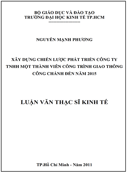 Luận văn thạc sĩ kinh tế – Xây dựng chiến lược phát triển công ty TNHH một thành viên công trình giao thông công chánh đến năm 2015